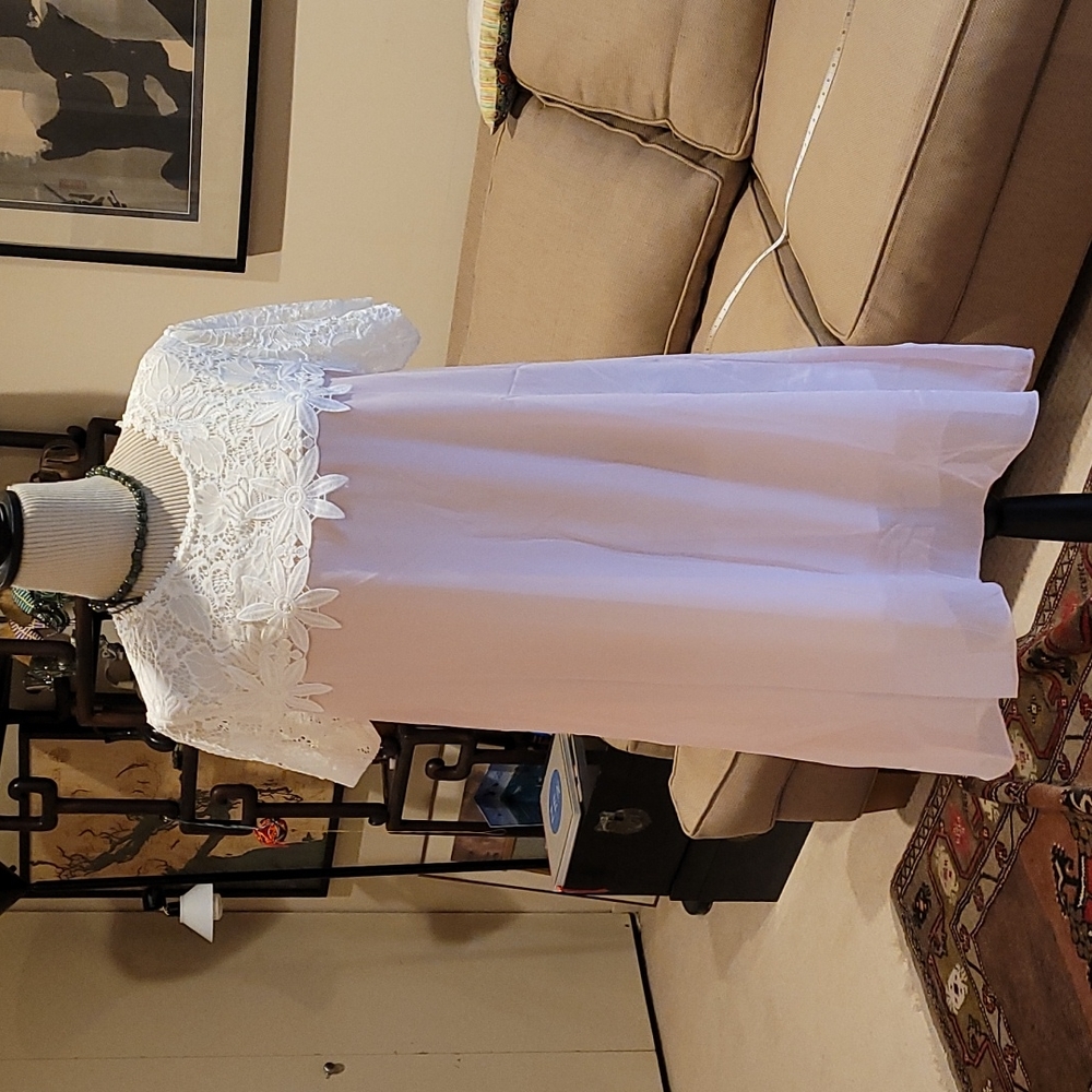 Chiffon and lace shift dress